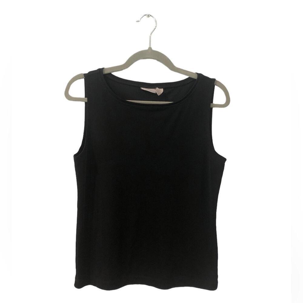 Chico’s Easywear Tank Top Basic Shiny Black Simple Classic Sleeveless